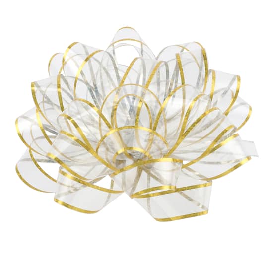 6&#x22; Clear &#x26; Gold Trim Gift Bow by Celebrate It&#x2122;